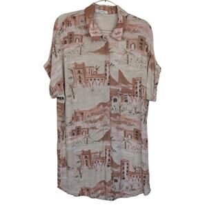 Z Supply XS Dress Cypress Desert Escape Lightweight Shirt Dress Pink Cream